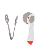 Urban Buy Stainless Steel Momo Tong with Stainless Steel Apex Pizza Cutter and Multicolour, Pack of 2