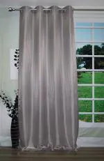 Lushomes Polyester Grey Satin Striped Blackout Door Curtain with Metal Eyelets 54 inch x 60 inch
