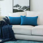 Khooti Bondi Blue Poly Jute Plain Cushion Cover - 18 X 22 Inch