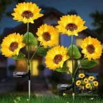 Homehop Solar Garden Lights Waterproof, 3 Sunflowers in one Plant for Outdoor,Balcony, Pathway & Home Decorative Lamp.(Pack of 2)