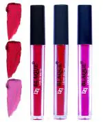 bq BLAQUE Matte Liquid Lipstick Combo of 3 Lip Color # 104-109-117 (Ruby Red, Dark Pinkish Red, Swiss Light Magenta, 12 ml)