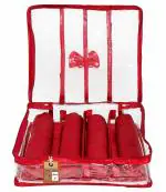 atorakushonSatin Fabric 4 Rod Bangle Box Organizer for Women Girls Jewellery Pouch Storage Bag Makeup Travel Wardrobe Wedding Set for Bride Maroon