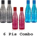 JIKARI Fridge Cool Zig Zag Pattern Water Bottel 1000ml Pack of 6 multi color