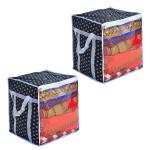 ZOVIRA XL Saree Cover/sari organizer with handles and transparent front (Black Star) Pack of 2