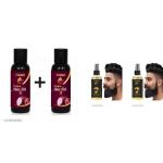 FIAGO Pure Onion Herbal Hair Oil For Hair Growth And Hair Fall Control Pack Of 2 (50 + 50 ML)+Beard Growth , Natural hair oil for g Jaltun Oil, Olive Oil, Neem Oli and Almond Oil,No Harmful Chemicals Pack Of 2 (50 ML)