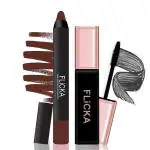FLiCKA Crayon Lipstick Brown Color Matte Finish Shade-08(3.5gm)|Last it Out Mascara Black ComboPack