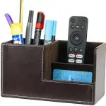 Azyeea 3 Compartments Leather Desk Organizer (Brown)