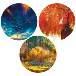 CVANU Round Shape Beauti of Nature Printed Art MDF 3pcs for Wall Decor