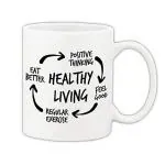 Mug Morning Healthy Living Mug Healthy Life Mug Regular Exercise Coffee Ceramic Mug 325ml (White)