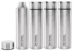 Kuber Industries Silver Stainless Steel Insulated Water Bottle Leakproof Lids (Pack Of 4)