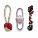 MY SUPER PAWS rope knot ball toy, monkey fist knot rope with grip loops & two knots chew rope l Non-toxic rope toys for dogs l Pack of 3