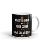 Rish Some Thinking Some Coffee Printed Black Ceramic Coffee Mug, 350 Ml