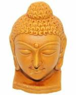 Om Craft Villa - Clay Buddha Head Statue Handmade for Home Decor Small Size Living Room Office Decorative Showpiece - 11 cm (Terracotta, Brown)