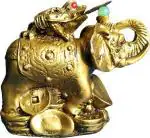 APNA KANHA Feng Shui Elephant With Frog For Wealth, Strength, Wisdom And Success Decorative Showpiece