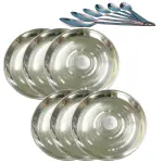 SHINI LIFESTYLE Stainless Steel Serving Plate, Dinner Plates set, Lunch Plates with Table spoon set