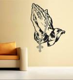 Lanstick Vinyl Black God Jesus Christ Cross In Hands Image Self Adhesive Wall Sticker 24 inch