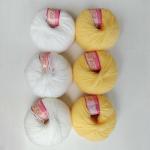 VARDHMAN KNITTING YARN - BABY SOFT (PACK OF 6 BALLS- EACH BALL 25 GM-TOTAL 150 GM) 3 WHITE and 3 YELLOW balls
