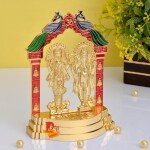 DARIDRA BHANJAN - Lord Laxmi Ganesha Idol || Shubh Labh Laxmi Ganesh Mandir Darbar for Goodluck, Prosperity, Beautifully Engraved Lakshmi Ganesha Murti Idol || Gold Plated Laxmi Ganesh Darbar Mandir for Puja Ghar, Diwali.