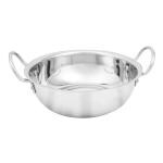 Aja steel Stainless Steel Flat Bottom Kadhai for Kitchen 26cm-Silver