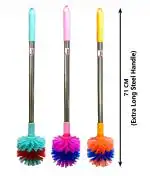 Mast Toilet Cleaning Brush Round with Extra Long Steel Handle - Pack of 3 (Color : Aqua Green, Pink, Orange)