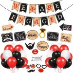 Zyozique Engagment Party Decoration Kit - Paper Banner, Photo Booth Props and Balloons (Pack Of 42)