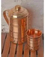 Shri Hari Art Villa Anti Carcinogenic Brown Copper Water Jug and Glass