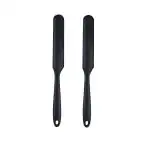 Ramkuwar Silicone Jar Mixing Scraper Spatula with Long Handle for Peanut Butter Jam Spreader (Black) - Pack Of 2