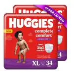Huggies Complete Comfort Wonder Pants, Extra Large (XL), Size Baby Diaper Pants with 5 in 1 Comfort - 34 Pieces