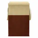 COZIECLOS 75 L Non Woven Rectangular Foldable Large Laundry Bag/Basket With Lid & Handle, Freestanding Clothes Storage Organizer for Bedroom, Dorm (36x36x53cm, Brown, Set of 1)