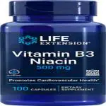 Life Extension Vitamin B3 Niacin 500 mg, 100 capsules