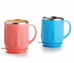 User Choise Plastic Double Wall Insulated Mug with Lid 350 ml (Set of 2)