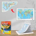 GOWOO SMALL - 100 WORLD POLITICAL OUTLINE MAP FOR SCHOOL, 2 IN 1 WORLD POLITICAL AND PHYSICAL MAP IN ENGLISH and SCHOOL ATLAS LATEST EDITION (ENGLISH) - ART PAPER | Pack of 1 Map Pad + 1 Map Chart + 1 Atlas Book