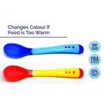The Little Lookers Silicone Tip Heat Sensitive Silicone Spoons | Temperature Sensing Spoons | Spoon Set - Yellow & Blue