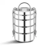 IDEAL PRIME Heavy Duty Leak proof Stainless Steel 4 Compartment Clip Lock Lunch Box 2000 ml | Spill Proof | Rust Proof Tiffin Box For Office/Travel/Outdoor Pack Of 1