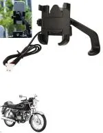 Znee Smart Aluminum bike mobile holder With Charger For Splendor Pro Classic Bike Mobile Holder  (Black)