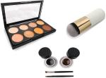 Lenon Beauty Highlighter and Contour 8 Shades Concealer Palette & Gel Black Brown Eyeliner With Foundation Brush (3 Items in the set)