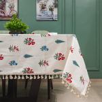 Urban Space 100% Cotton Dining Table Cover 4 Seater, Printed Cotton Table Cloth for Center Table with Boho Tassels, 54