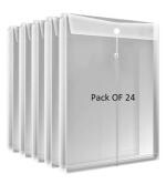Shining Zon Transparent Envelope Holder Storage Case with Snap Button Folder Clear Plastic Organizer for Papers, Stationery- 24 Pcs