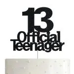 Festiko Black 13 Official Teenager Cake Topper, 13Th Birthday Cake Topper, Birthday Party Decoration With Premium Black Glitter