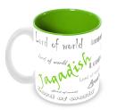 Jiya EnterpriseTuelip Green Ceramic Customize Name Jagadish With Meaningful Printed Tea And Coffee Mug - 350 ML
