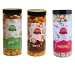 VISHNU DELIGHT Makhana Jar Combo (Buy 2 Get One Free) Mint Masti, Tomato Twist + Himalayan Salt & Pepper Flavor, Lotus Seeds Phool Makhana, Gorgon Nut Puffed Kernels, Evening Snack for Eating