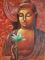 Hanish Arts & Crafts Handmade Buddha Canvas Painting 18 x 24 inch