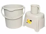JAYPEE Plastic Bathroom Set, Beige, 25L Bucket, 1.5L Mug,Stool ( 3 Pieces)