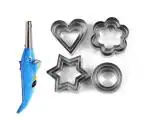 First Front Dolphine Shape Electric Gas Lighter With Cookie Cutter Stainless Steel Cookie Cutter with 4Shape and Multicolour, Pack of 2