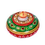 CRAFTAM Marble Sindoor Dani, Sindoor Box, Kumkum Bharani Box (7.5 Cm X 7.5 Cm X 5 Cm)