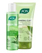 Joy Revivify Green Tea Face Toner 150ml, Revivify Mineral Clay Anti Pollution Green Clay Face Wash, 150ml (Pack of 2)