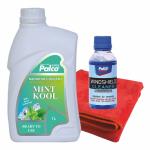 PL SUPER PALCO Radiator Coolant for Car, Jeep (1L) + Windshield Cleaner (100ml) for Vehicles + Microfiber Cleaning Cloth (1Pcs) - Non Scratching Cleaning Cloth, Mint Cool Radiator Coolant, (Combo Pack)