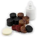 Relations Wooden Carrom Board Coins Pieces Combo Pack - 24 Carrom Coins, 2 Queens, 1 Striker Carrom Pawns (Pack of 26)