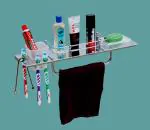 SQUARO ONLINE STORE Premium Stainless Steel 5 In 1 Multipurpose Shelf/Shelves/Towel Rod Hanger/Tumber Holder/Toothbrush Stand/Soap Dish/All In One Bathroom Accessories (17 Inch)