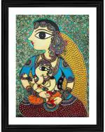 DECOR ADVENTURES Bal Ganesh with his Mother Parvati Wall Painting - 18x14 inch